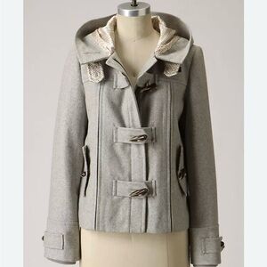 Elevenses Anthropologie First Frost Sz 2 Gray Toggle Coat EUC